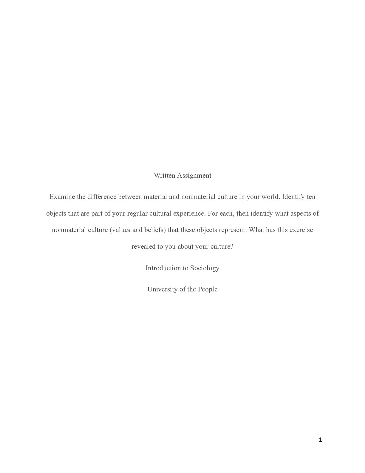 Preview image of WA-Unit 2-Soc.1502-2.docx    Written Assignment  Examine the difference between material a document
